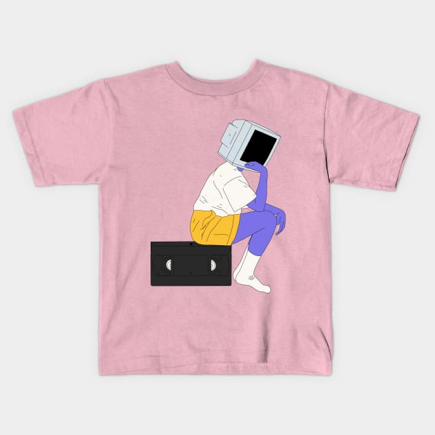 the thinker Kids T-Shirt by nicolemauck